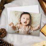 Modern Handlettering Custom photo Baby shower Thank You Card<br><div class="desc">Express your gratitude in style with these Personalised Baby Shower Thank You Cards. These cards are not just notes of appreciation; they're a personalised and heartfelt way to thank your family and friends who have showered you with love during this special time. Featuring a modern and unique "Thank You" handlettering...</div>