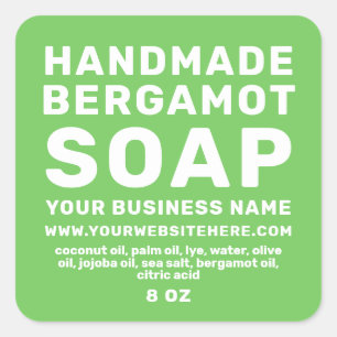 Modern Handmade Bergamot Soap Bright Green Square Sticker
