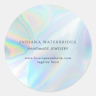 Modern Handmade Business Iridescent Custom Classic Round Sticker