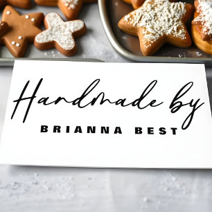Modern "Handmade by" Bold Handwritten Calligraphy Rubber Stamp