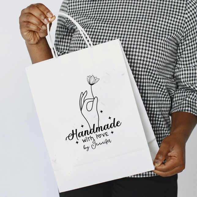 Modern Handmade by (custom name), Large  Rubber Stamp (Creator Uploaded)