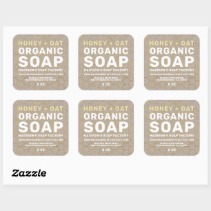 Modern Handmade Honey Oat Soap Square Sticker