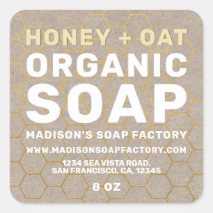 Modern Handmade Honey Oat Soap Square Sticker