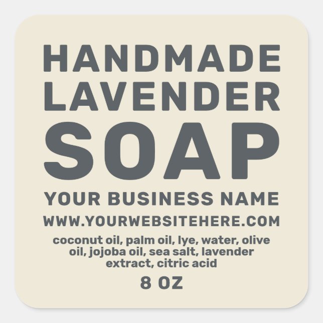 Modern Handmade Lavender Soap Antique White Square Sticker (Front)