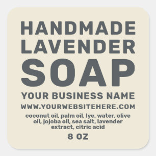 Modern Handmade Lavender Soap Antique White Square Sticker