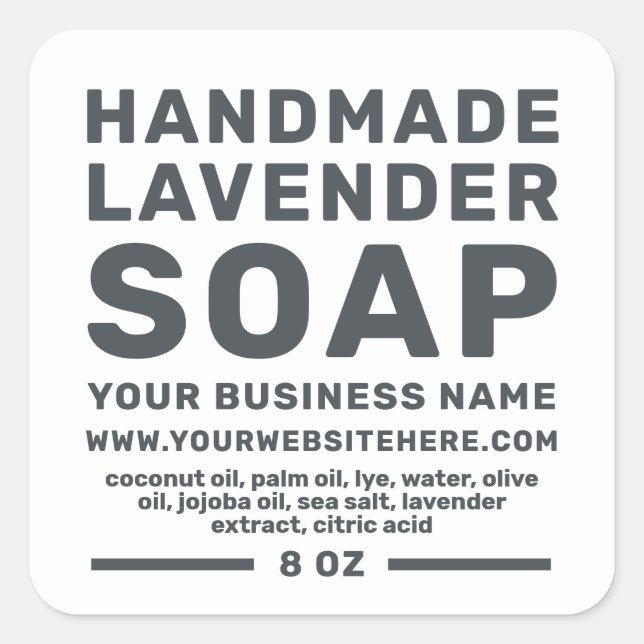 Modern Handmade Lavender Soap Black White Square Sticker (Front)