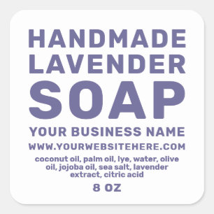 Modern Handmade Lavender Soap Blue White Square Sticker