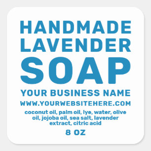 Modern Handmade Lavender Soap Bright Blue White Square Sticker
