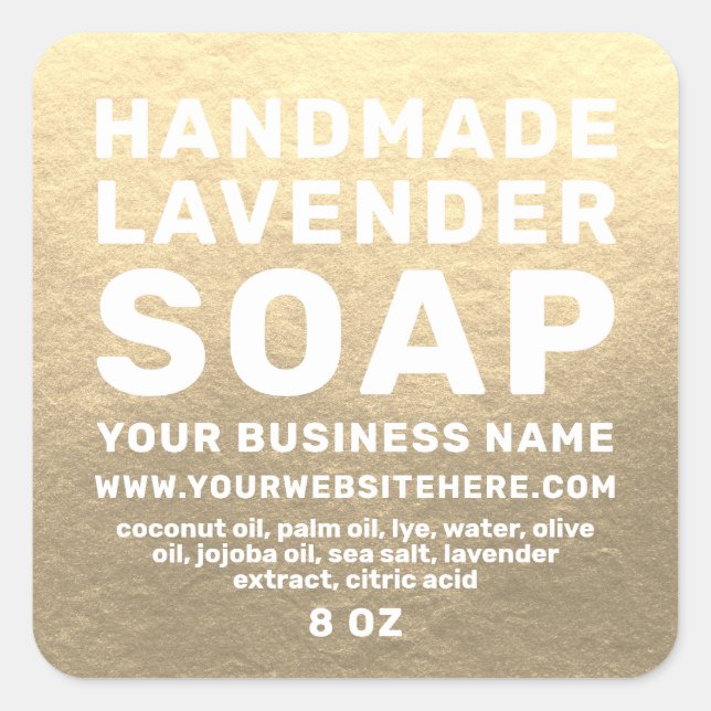 Modern Handmade Lavender Soap Champagne Gold Square Sticker (Front)