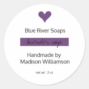 Modern Handmade Lavender Soap Company Name Classic Round Sticker