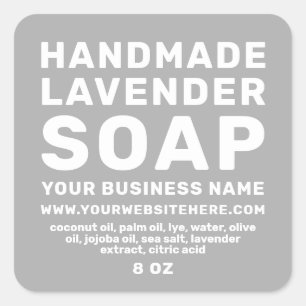 Modern Handmade Lavender Soap Concrete Grey Square Sticker