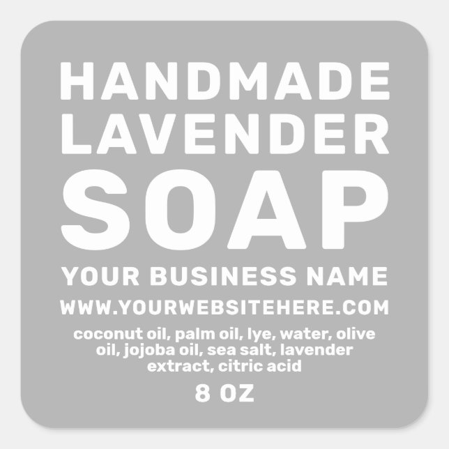 Modern Handmade Lavender Soap Concrete Grey Square Sticker (Front)