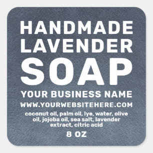 Modern Handmade Lavender Soap Dark Blue Ombre Square Sticker