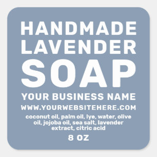 Modern Handmade Lavender Soap Denim Blue Square Sticker