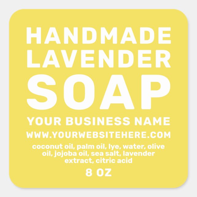 Modern Handmade Lavender Soap Illuminating Yellow Square Sticker (Front)