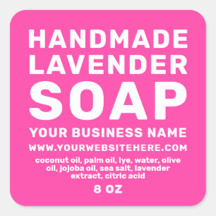 Modern Handmade Lavender Soap Knockout Pink Square Sticker