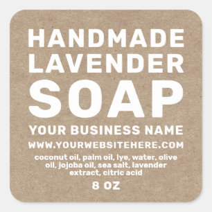 Modern Handmade Lavender Soap Kraft Paper Square Sticker