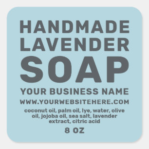 Modern Handmade Lavender Soap Light Blue Square Sticker