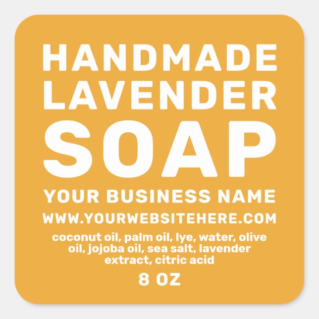 Modern Handmade Lavender Soap Mellow Yellow Square Sticker (Front)