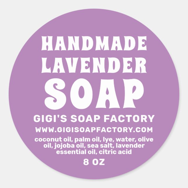 Modern Handmade Lavender Soap Purple Classic Round Sticker (Front)