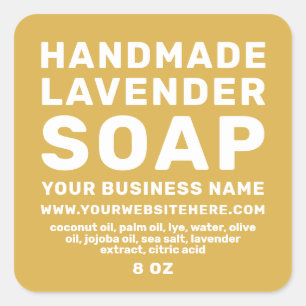 Modern Handmade Lavender Soap Yellow Ochre Square Sticker