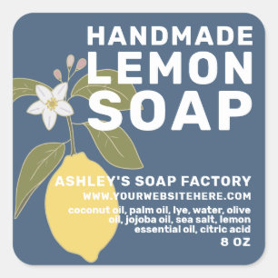 Modern Handmade Lemon Soap Botanical Green Square Sticker
