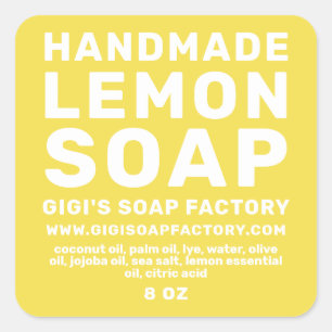 Modern Handmade Lemon Soap Illuminating Yellow Square Sticker