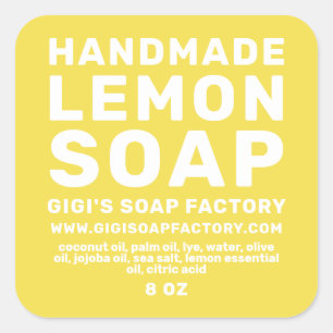 Modern Handmade Lemon Soap Illuminating Yellow Square Sticker