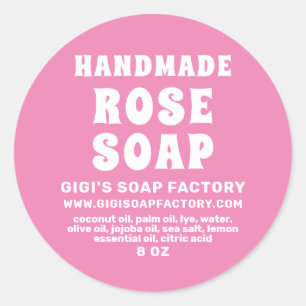 Modern Handmade Rose Soap Pink Classic Round Sticker