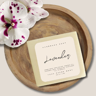 Modern handmade soap ingredients beige square sticker