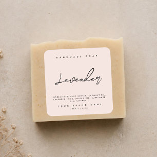 Modern handmade soap ingredients blush pink square sticker