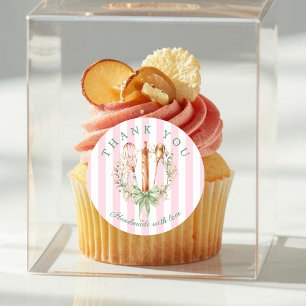 Modern Handmade With Love Bakery Utensils Classic Round Sticker