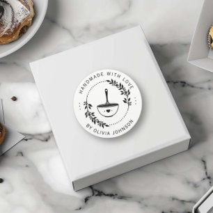 Modern Handmade With Love Heart Bakery Business Classic Round Sticker