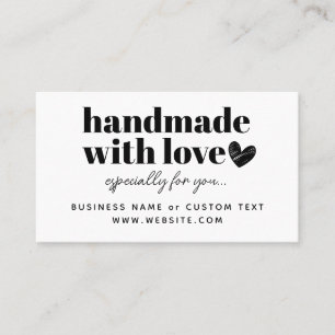 Modern Handmade With Love Heart Thank You Purchase Business Card