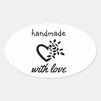 Modern handmade with love oval sticker