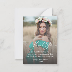 modern handwriting baby shower photo thank you card