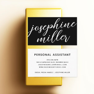 Modern Handwriting black and white Business Card