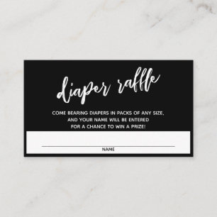 Modern Handwriting Black Diaper Raffle Ticket Enclosure Card