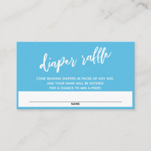 Modern Handwriting Blue Diaper Raffle Ticket Enclosure Card