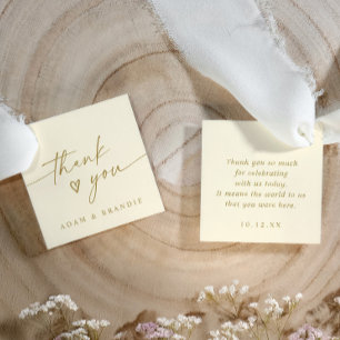 Modern Handwriting Cream Gold Thank You Wedding Favour Tags