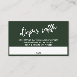 Modern Handwriting Dark Green Diaper Raffle Ticket Enclosure Card