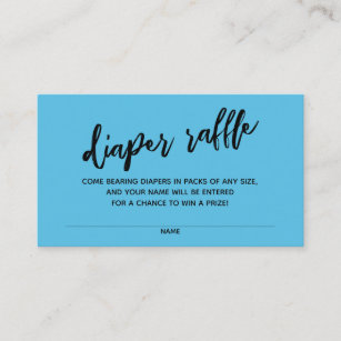 Modern Handwriting Diaper Raffle Ticket Bold Blue Enclosure Card