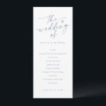 Modern Handwriting Dusty Blue Wedding Programs Programme<br><div class="desc">These modern dusty blue wedding programs feature the phrase “the wedding of” in elegant handwritten script with a sweet heart accent. The front highlights your names in soft dusty blue calligraphy, while the back displays your ceremony details, wedding party, and thank-you note in clean minimalist typography. A simple, elegant, and...</div>