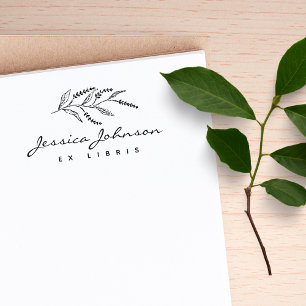 Modern Handwriting Lavender Custom Ex Libris Books Rubber Stamp