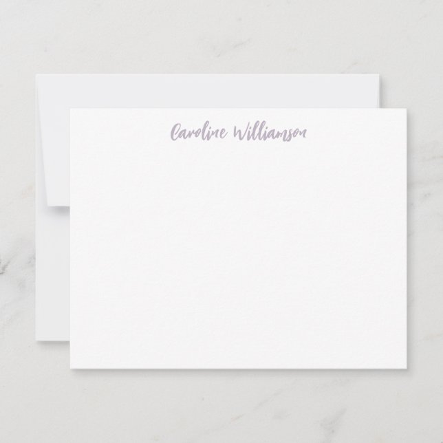 Modern Handwriting Lilac Personalised Stationery Card (Front)