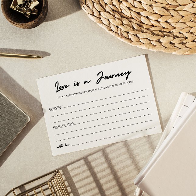 Modern Handwriting Love is a Journey Bridal Shower Advice Card (Creator Uploaded)
