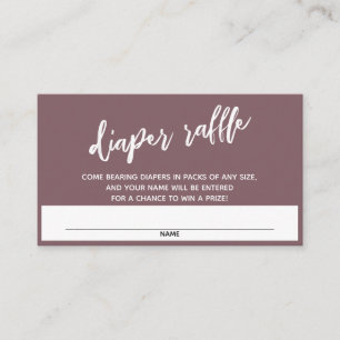 Modern Handwriting Mauve Pink Diaper Raffle Ticket Enclosure Card