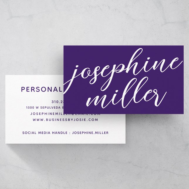 Modern handwriting purple | Custom Colour Business Card (Creator Uploaded)