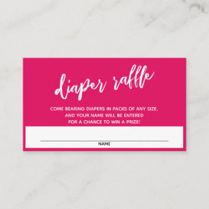 Modern Handwriting Raspberry Diaper Raffle Ticket Enclosure Card