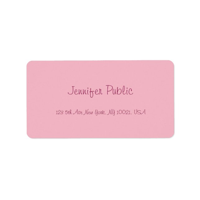 Modern Handwriting Script Elegant Pink Template Label (Front)